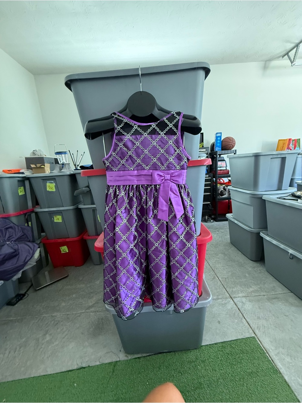 Girls Purple Bow-Accent Party Dress 91